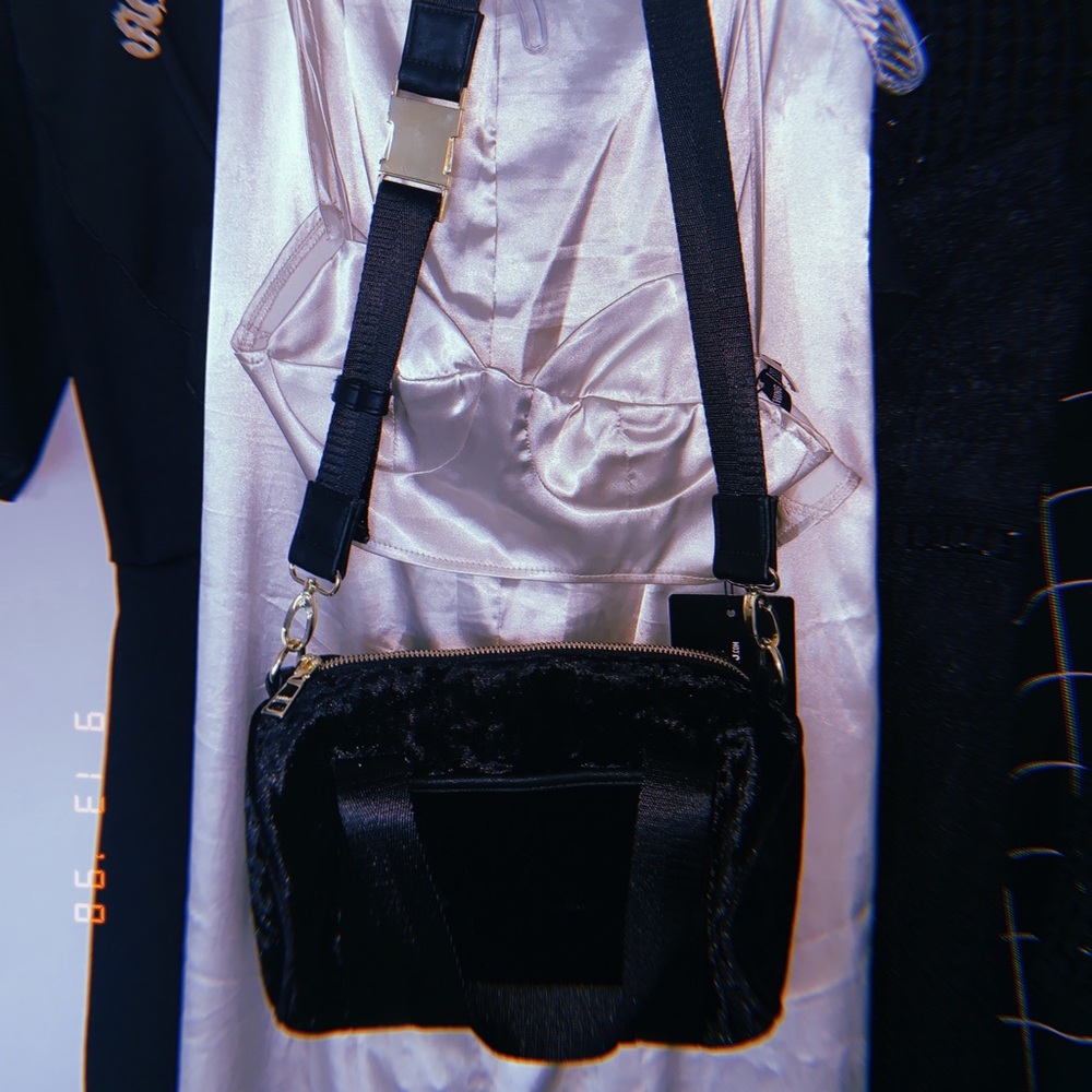 Velvet black bag with gold detailing